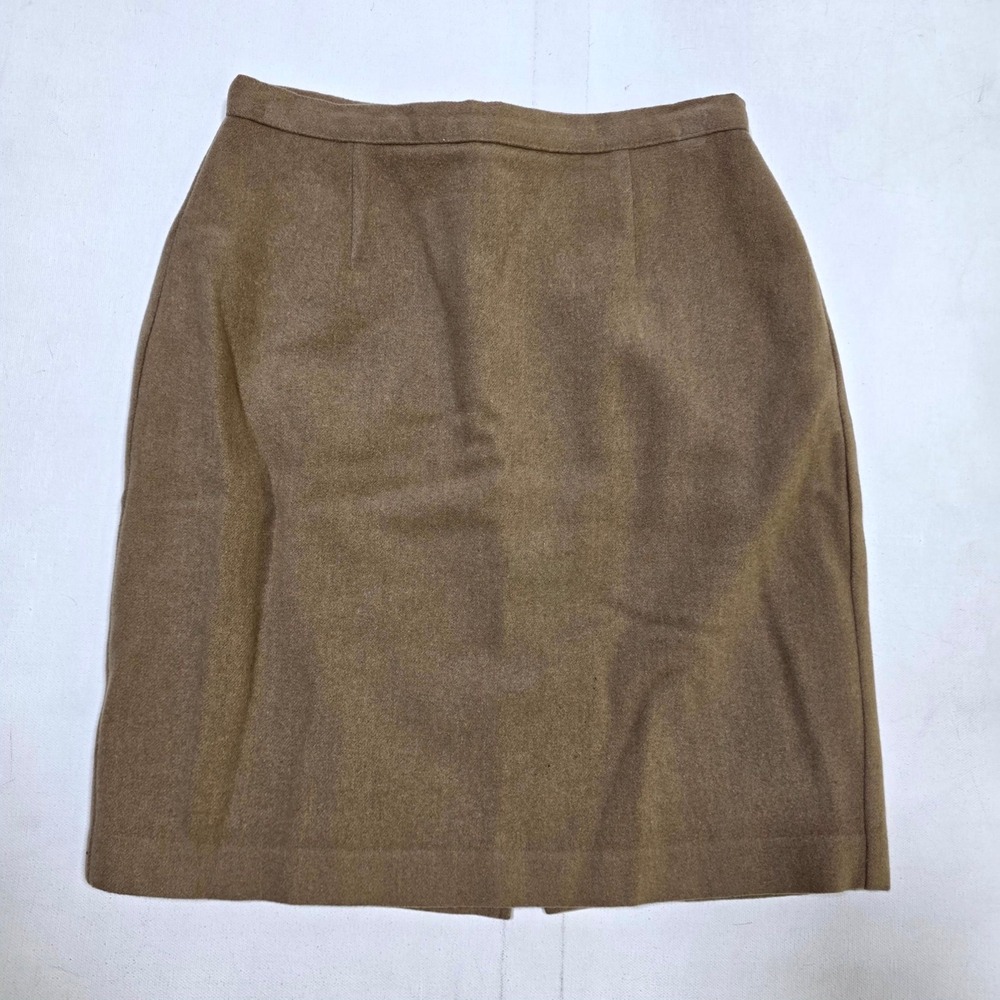 Sisley Pencil Skirt Womens 38 Tan Wool Blend Made In Italy Back Zip Professional